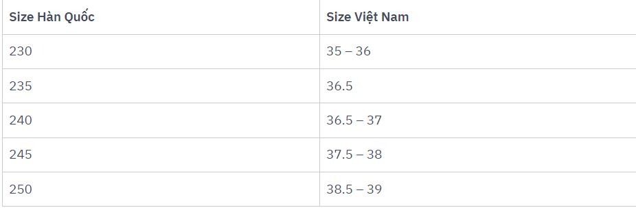 Sự khác biệt giữa size giày Việt Nam và Hàn Quốc