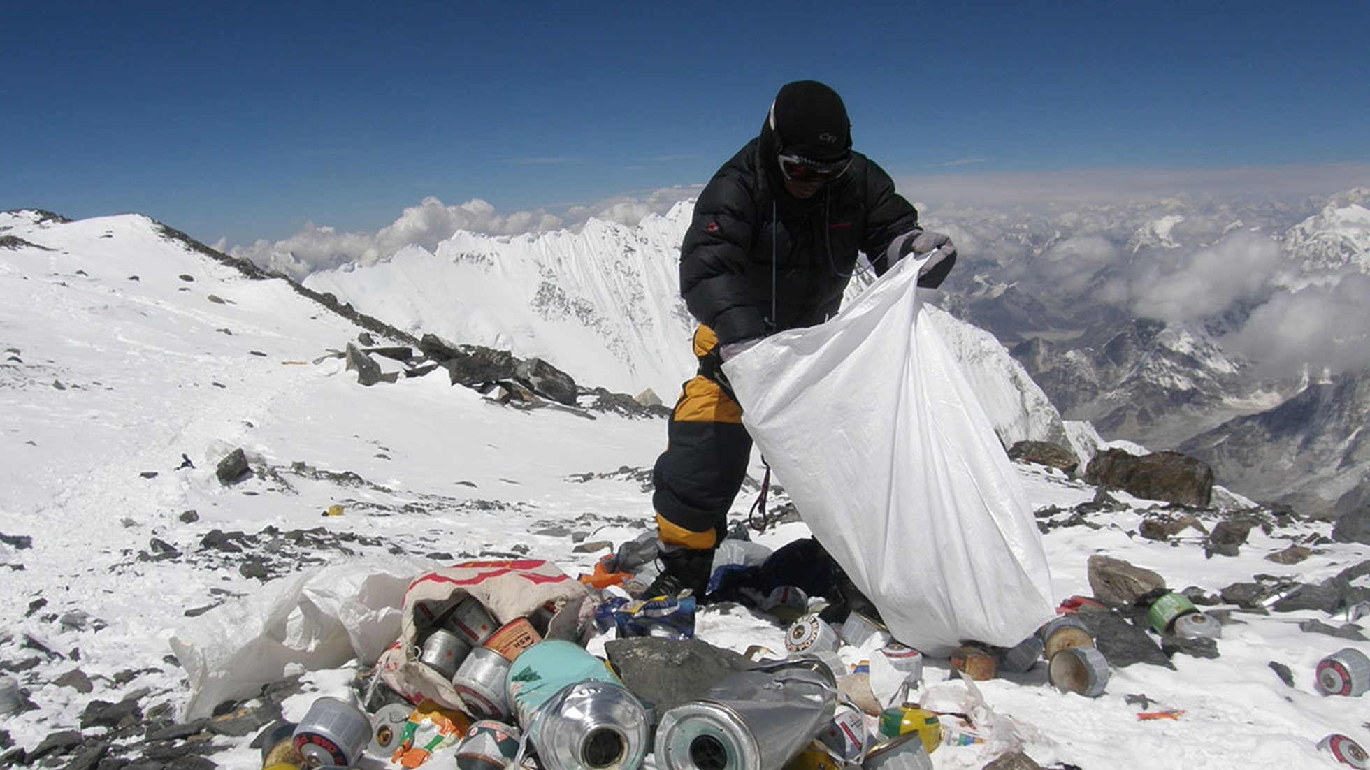 The amount of waste increases with the increasing number of tourists on Mount Everest