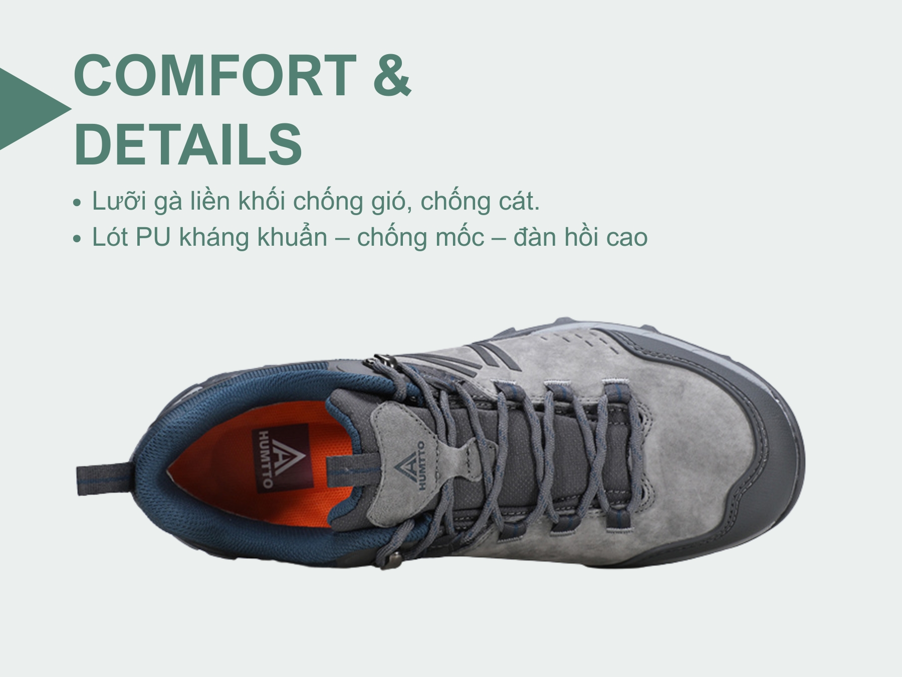 Giày hiking nam Humtto 160986A cổ thấp da heo chống xoắn-15