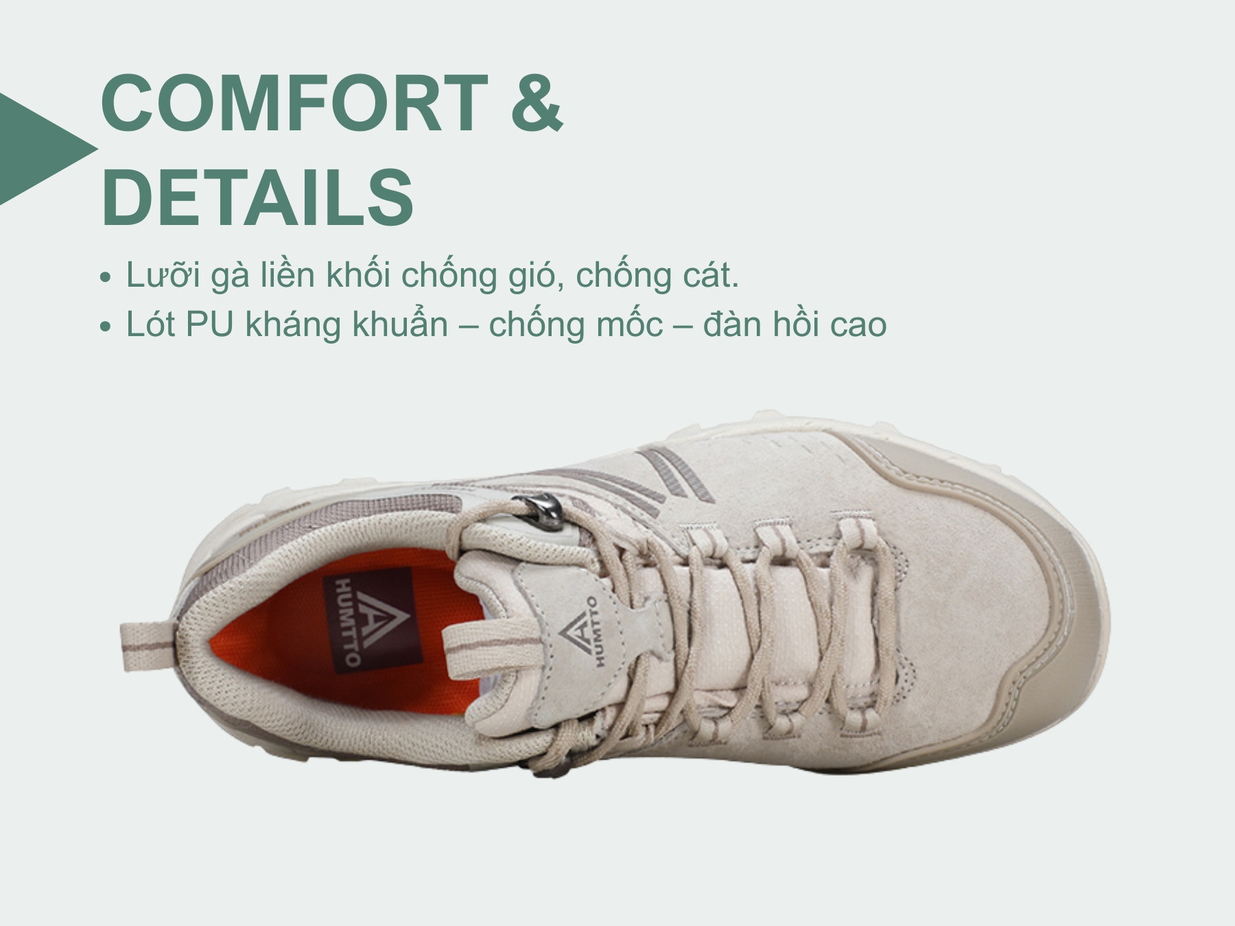 Giày hiking nữ Humtto 160986B cổ thấp da heo thoáng khí chống trượt-15