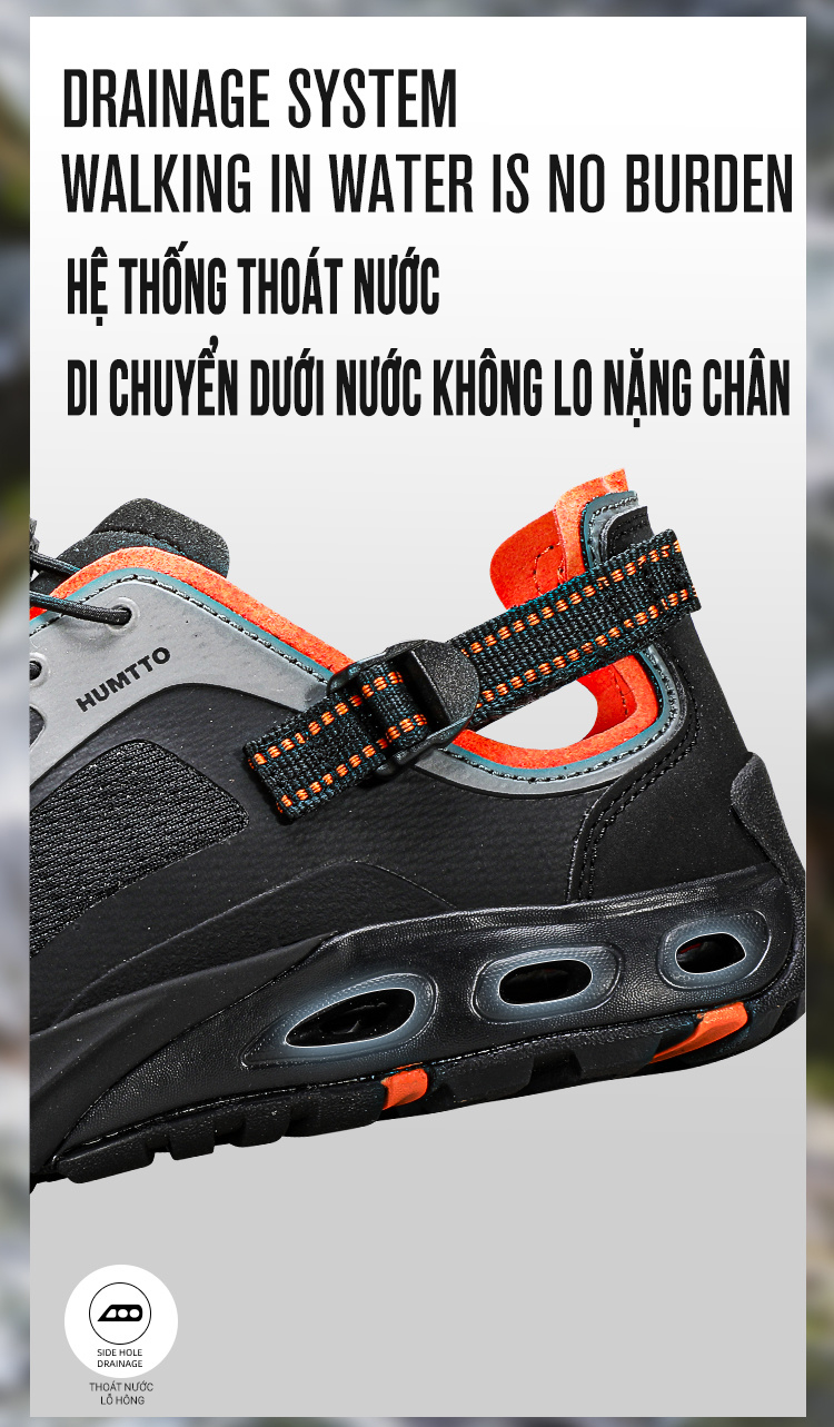Giày lội nước sandals nữ Humtto 660893B mặt lưới mau khô dây rút tiện lợi-26