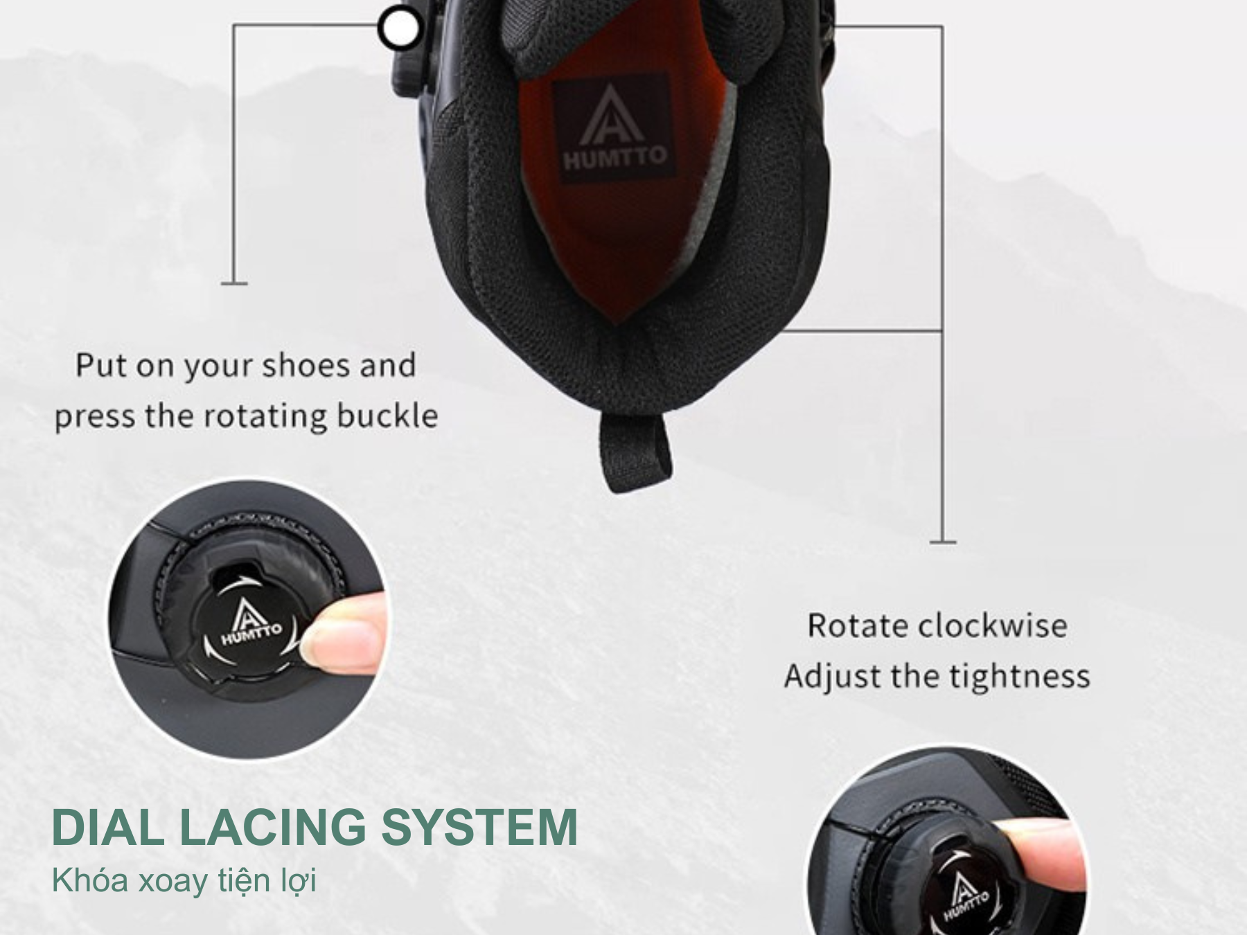 Giày trekking nam pro Humtto 260920A cổ cao núm vặn dây thép đi tuyết-16