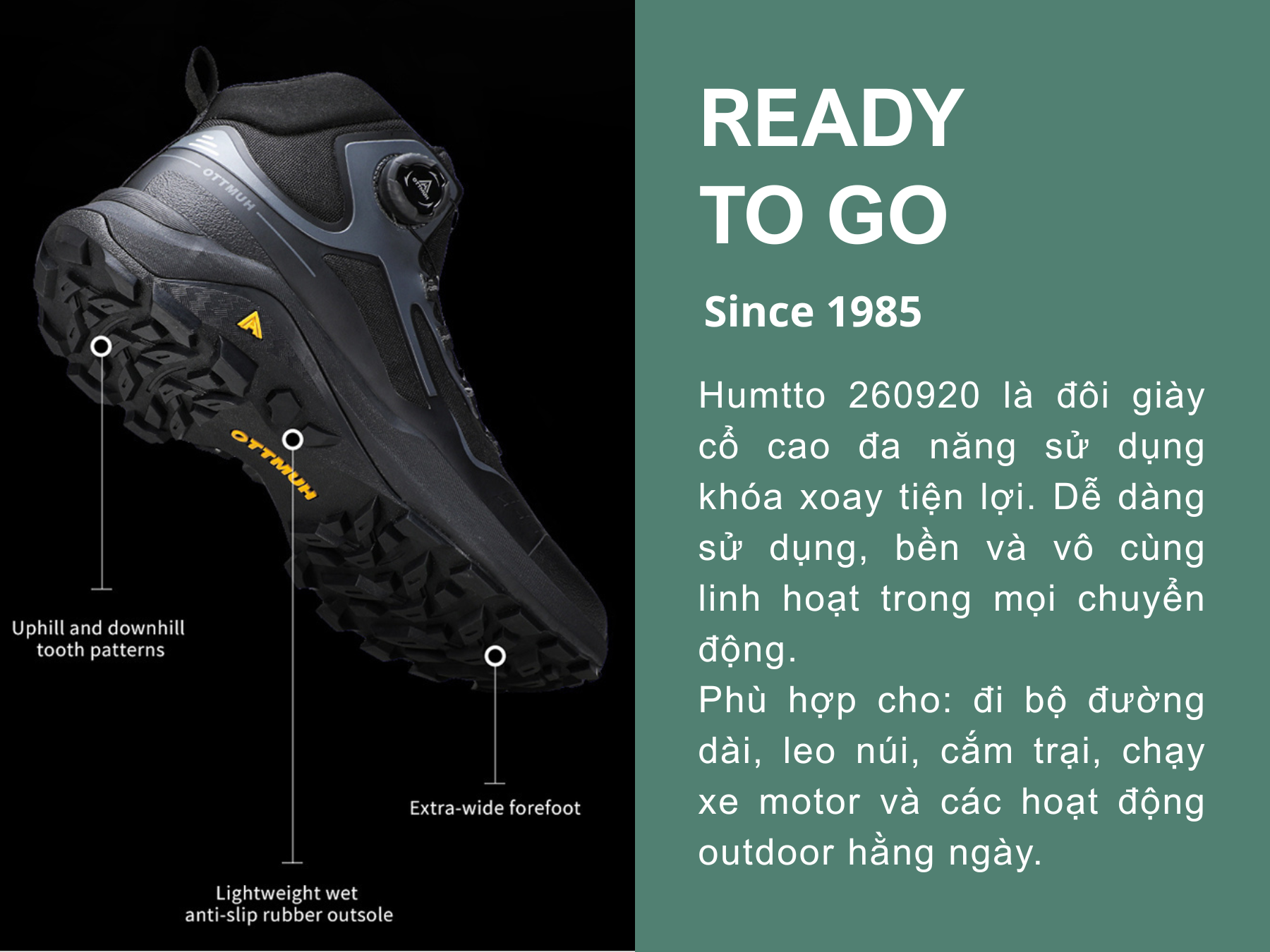 Giày trekking nữ pro Humtto 260920B núm vặn khóa BOA cổ cao đi tuyết-12