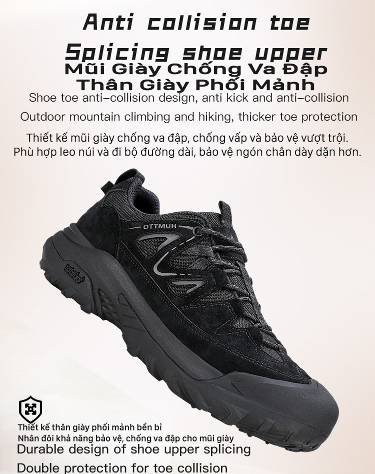 Giày hiking nam Humtto 160114A cổ thấp đế gai chống trượt mũi giày chống va đập-10