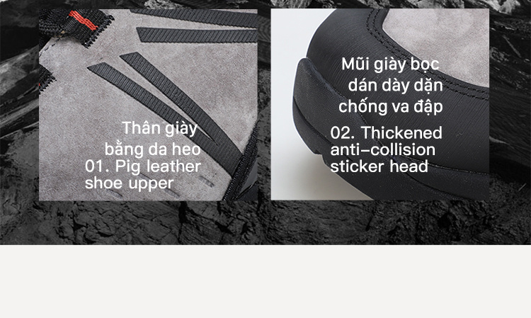 Giày leo núi nam pro Humtto 260336A cổ cao da heo chống nước đế chống mài mòn trượt-10