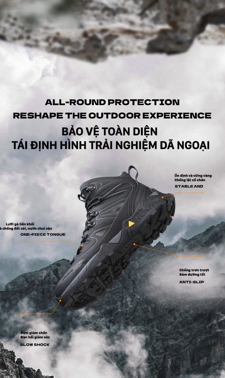 Giày leo núi unisex pro Humtto 260195A cổ cao cặp đôi chống tuyết nước đá trượt-6