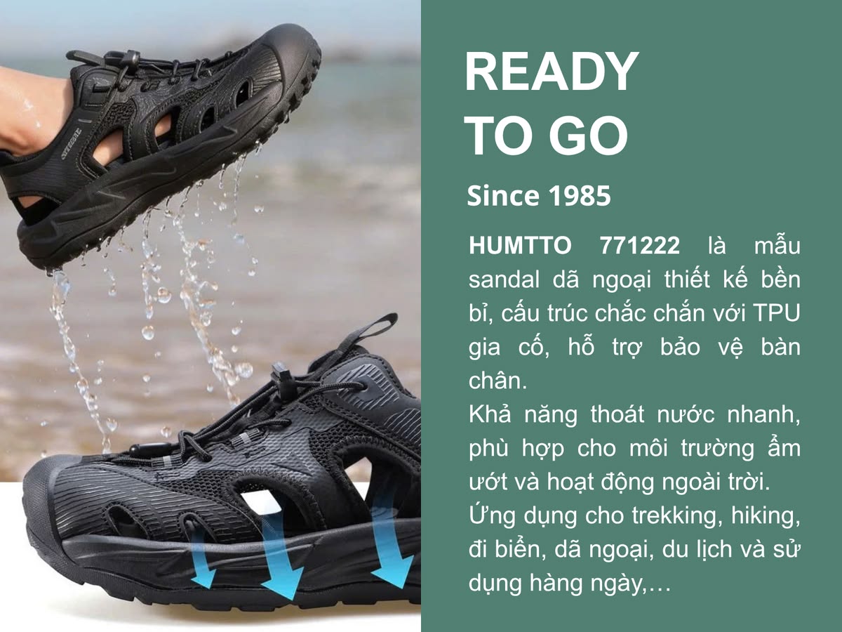 Giày sandal đi biển trekking thoát nước nhanh nữ Humtto 771222B-17