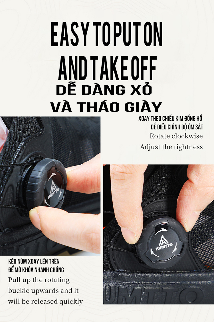Giày trekking nam sandals Humtto 670702A lội suối núm vặn dây rút tiện lợi-8